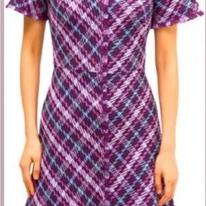 Ann Taylor Purple and Blue Plaid Midi Dress